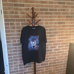 Black Graphic T-Shirt with Futuristic Design